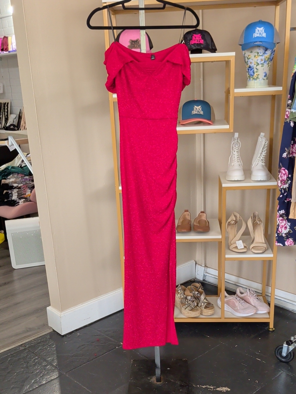 Red Glitter Evening Dress